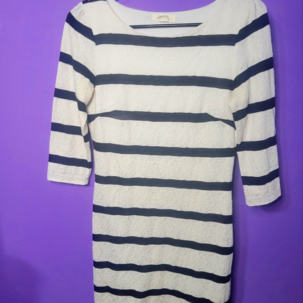 Black and white striped dress